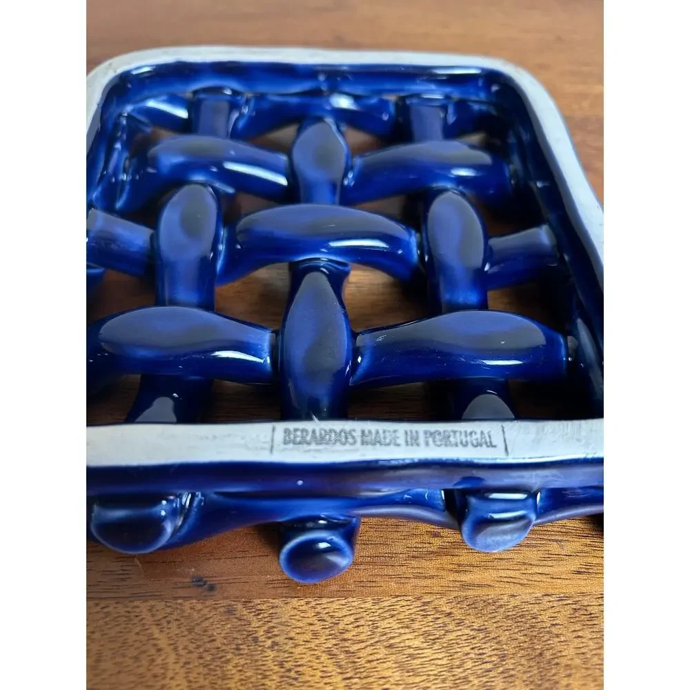 Trivet -Vtg., Hand crafted  Berardos Cobalt Blue Pottery Trivet or Wall Hanger